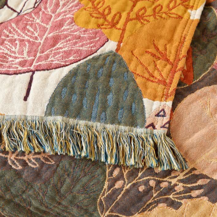 Maple Leaf Cotton Gauze Reversible Blanket - image 4