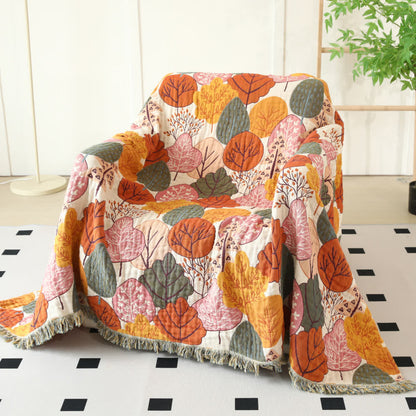 Maple Leaf Cotton Gauze Reversible Blanket - image 2