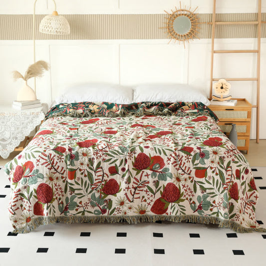 Pine Print Cotton Gauze Reversible Quilt - King - image 0