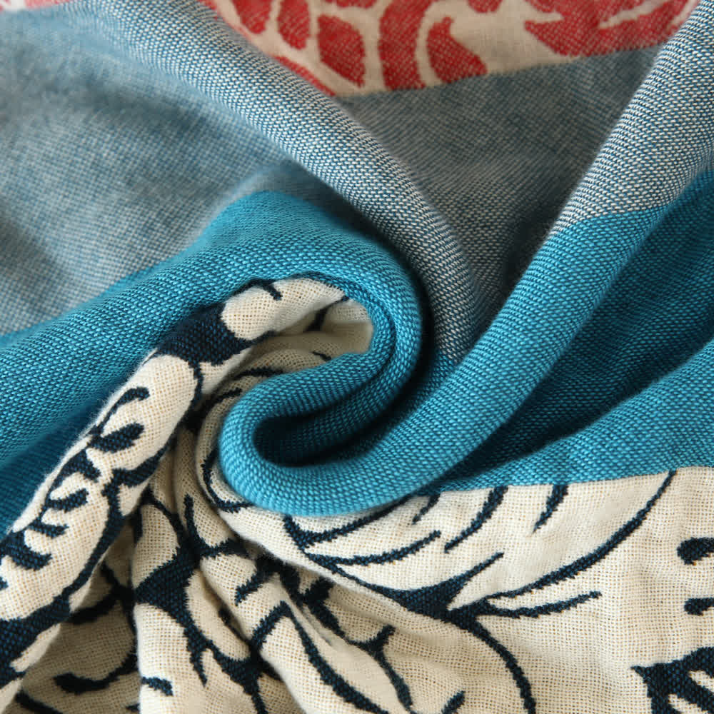 Ethnic Colorful Stripes Cotton Gauze Reversible Blanket - image 4