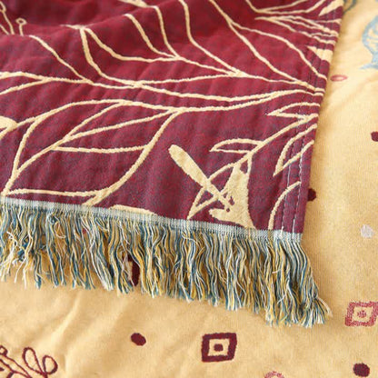 Ethnic Red Cotton Gauze Reversible Blanket - image 4
