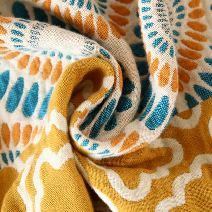 Striped Floral Cotton Gauze Reversible Blanket - image 3