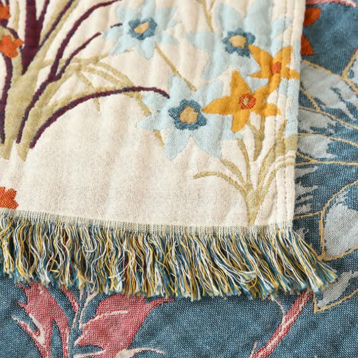 Rural Floral Cotton Gauze Reversible Blanket - image 4