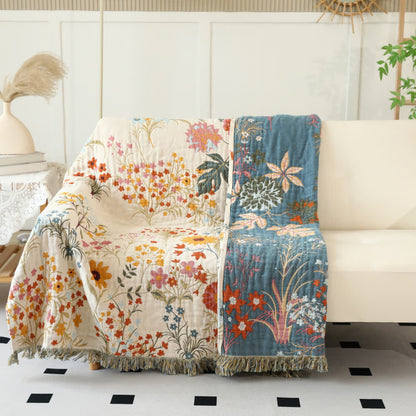 Rural Floral Cotton Gauze Reversible Blanket - image 2
