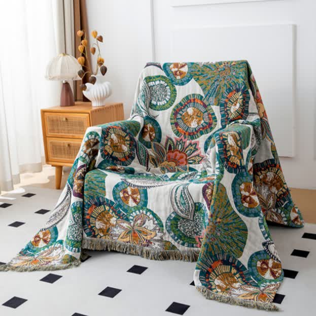 Plant Print Cotton Gauze Reversible Blanket - image 0
