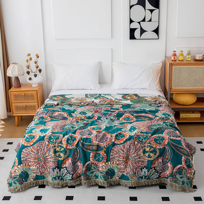 Plant Print Cotton Gauze Reversible Blanket - image 3