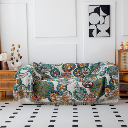 Plant Print Cotton Gauze Reversible Blanket - 90" x 98" - image 1