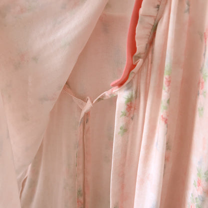 Pink Floral Short Sleeve Cross-front Nightdress - image 4