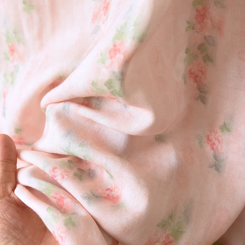 Pink Floral Short Sleeve Cross-front Nightdress - image 7