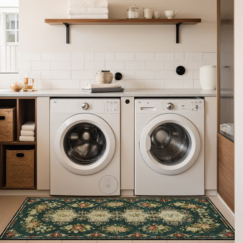 Retro Floral Washable Anti-slip Kitchen Rug - image 9