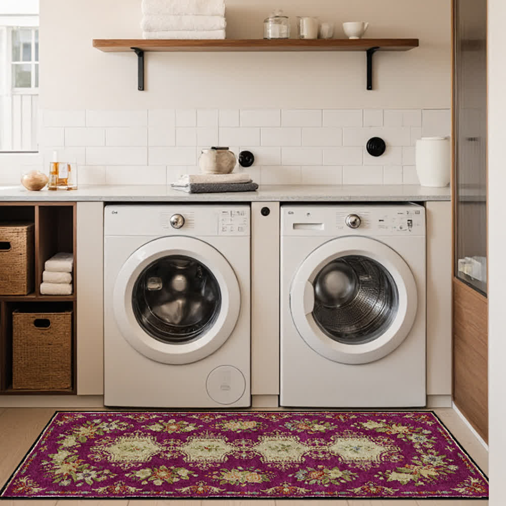 Retro Floral Washable Anti-slip Kitchen Rug - image 22