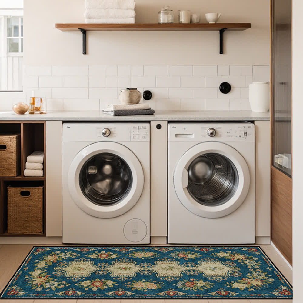 Retro Floral Washable Anti-slip Kitchen Rug - image 15