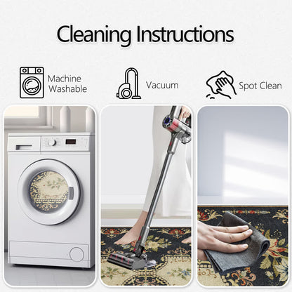 Retro Floral Washable Anti-slip Kitchen Rug - image 5