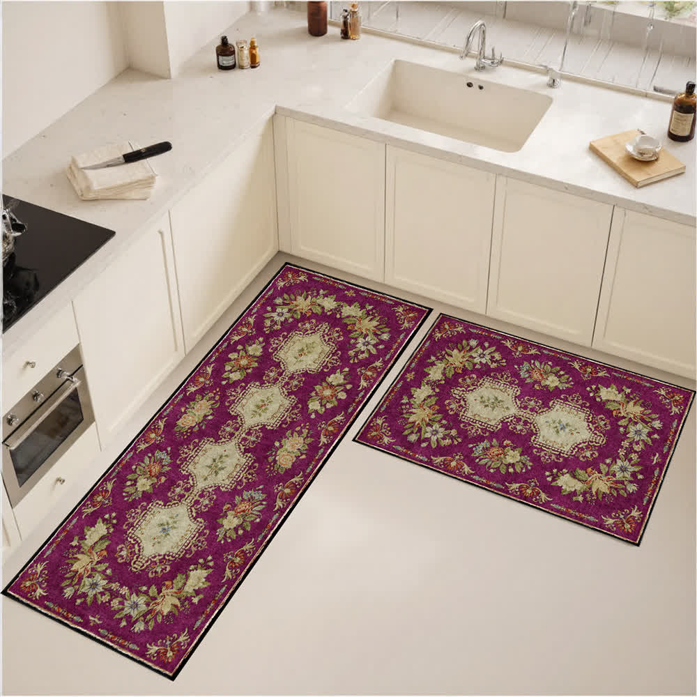 Retro Floral Washable Anti-slip Kitchen Rug - image 21