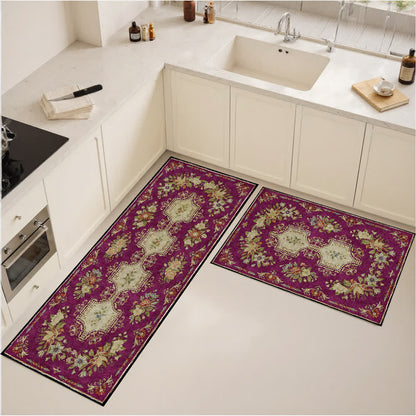 Retro Floral Washable Anti-slip Kitchen Rug - image 21