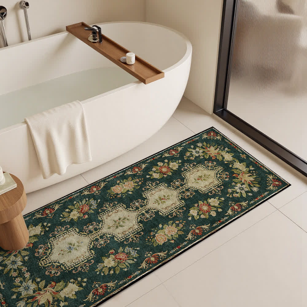 Retro Floral Washable Anti-slip Kitchen Rug - image 11