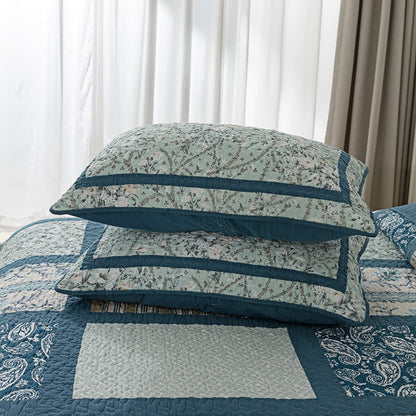 Plaid Botanical Print Cotton Patchwork Quilt - image 4