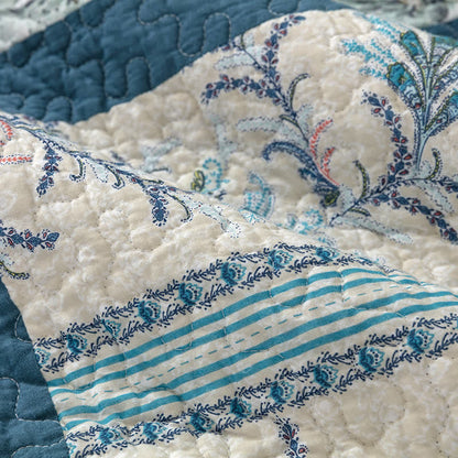 Plaid Botanical Print Cotton Patchwork Quilt - image 6