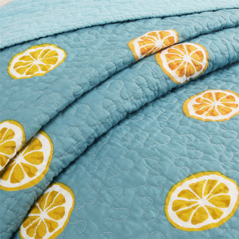 Fresh Lemon Print Cotton Quilt - image 5