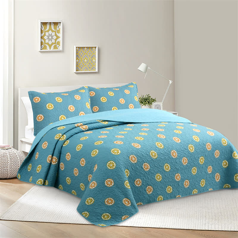 Fresh Lemon Print Cotton Quilt - image 1