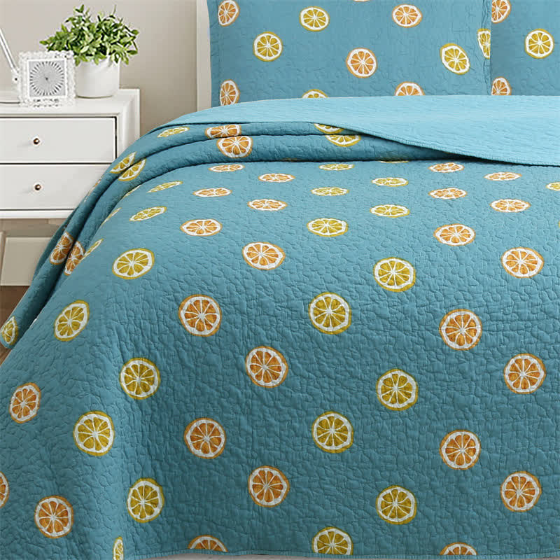 Fresh Lemon Print Cotton Quilt - image 2