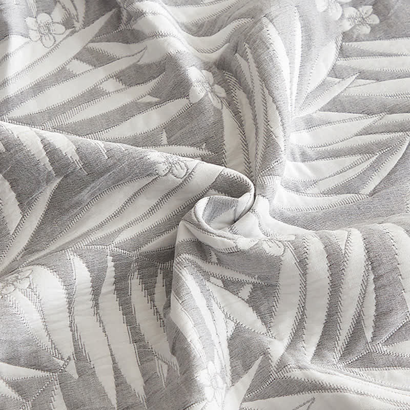 Elegant Leaf Cotton Double Layer Gauze Reversible Quilt - image 11
