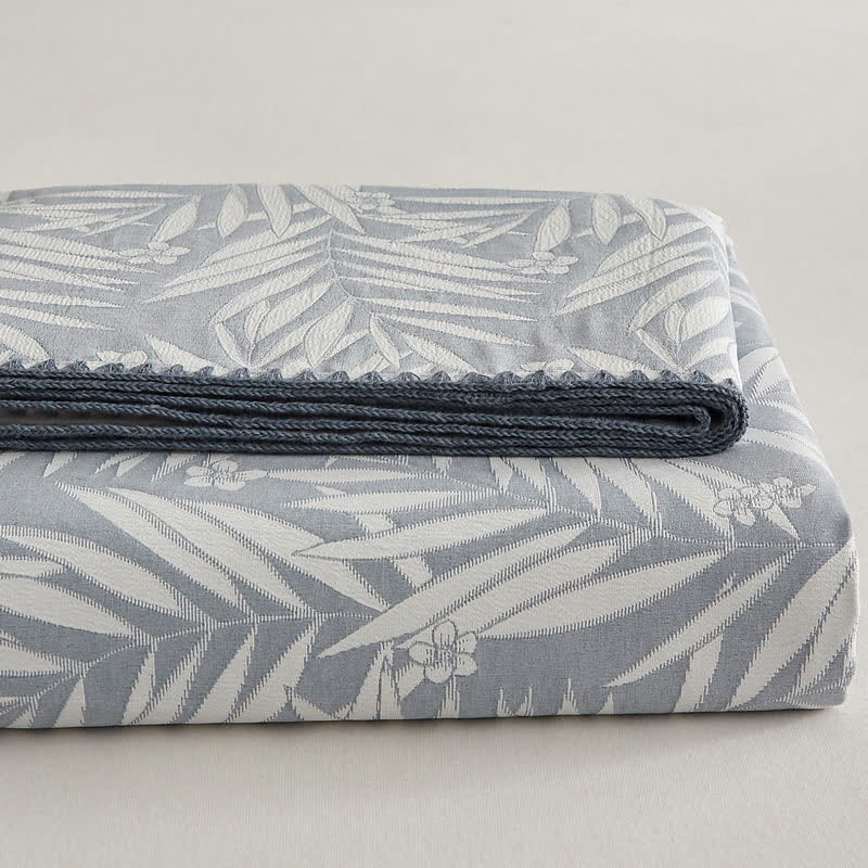 Elegant Leaf Cotton Double Layer Gauze Reversible Quilt - image 1