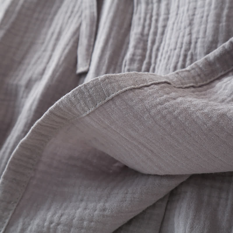 Unisex Solid Color Cotton Gauze Kimono Pajama Set - image 10