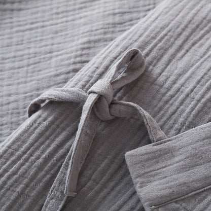 Unisex Solid Color Cotton Gauze Kimono Pajama Set - image 6