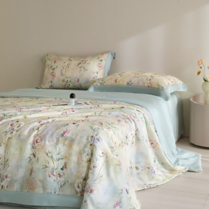 Luxurious Floral Lyocell Fiber Summer Silky Quilt - Bedding set - King - image 0