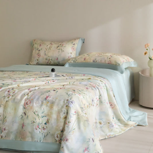 Luxurious Floral Lyocell Fiber Summer Silky Quilt - Bedding set - King - image 0