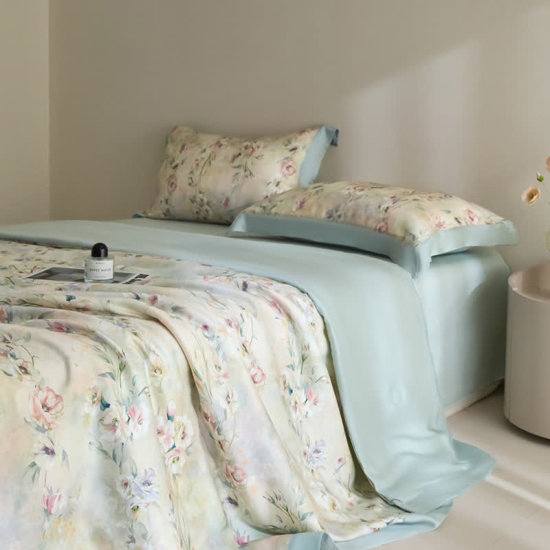 Luxurious Floral Lyocell Fiber Summer Silky Quilt - image 1