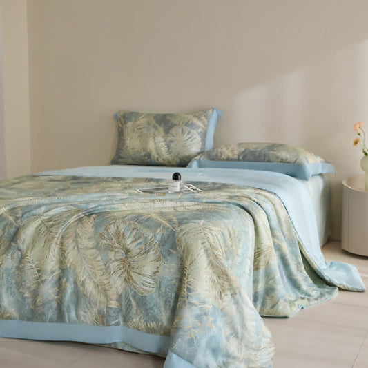 Leaf Print Lyocell Fiber Summer Silky Quilt - Bedding set - King - image 0