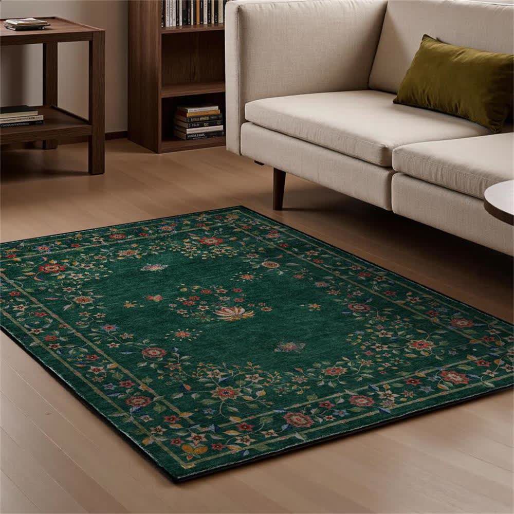 Retro Floral Foldable Indoor Outdoor Rug - Dark Green - 60" x 96" - image 7