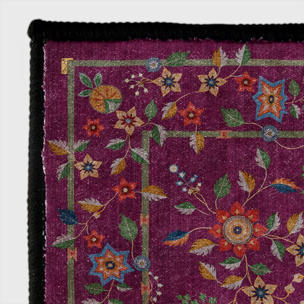 Retro Floral Foldable Indoor Outdoor Rug - image 3
