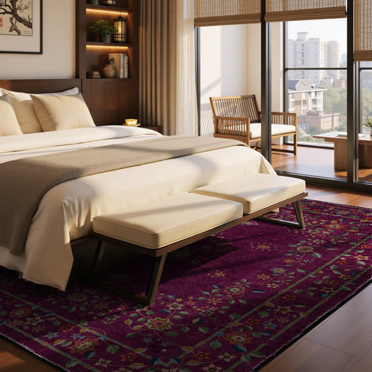 Retro Floral Foldable Indoor Outdoor Rug - Purple - 60" x 96" - image 0