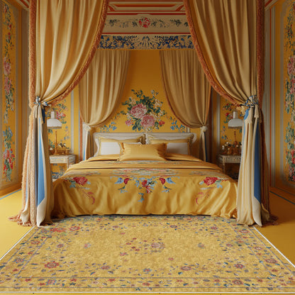 Retro Floral Foldable Indoor Outdoor Rug - Yellow - 60" x 96" - image 12