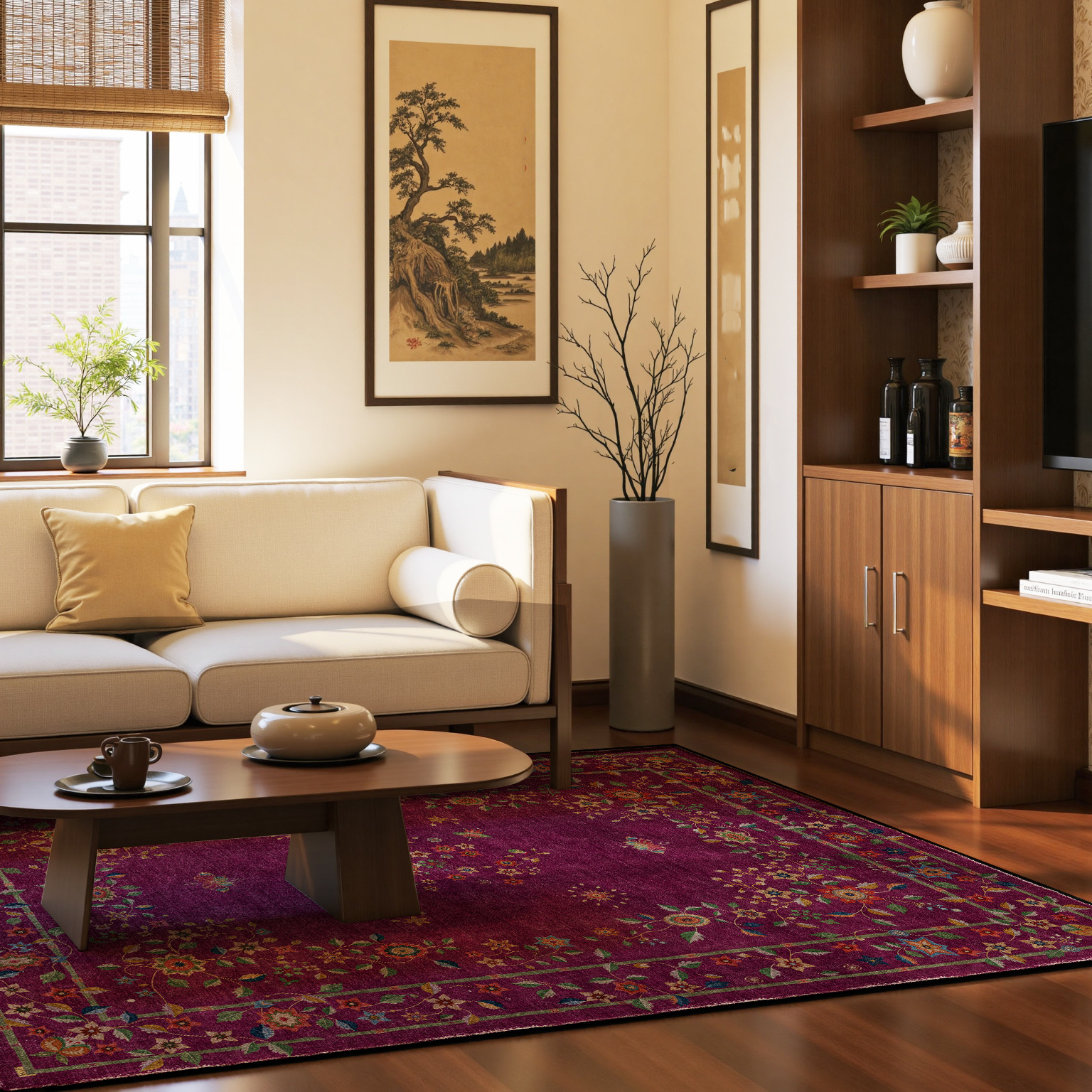 Retro Floral Foldable Indoor Outdoor Rug - image 1