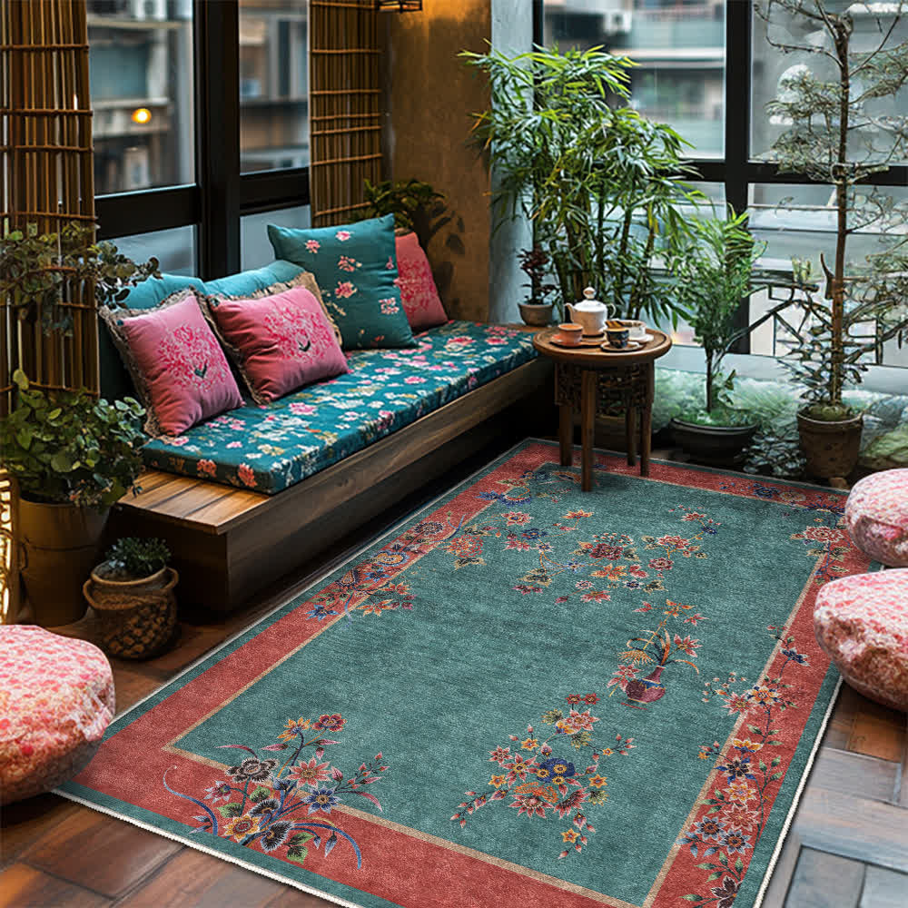 Floral Anti-slip Indoor Outdoor Area Rug - 60" x 96" - image 0