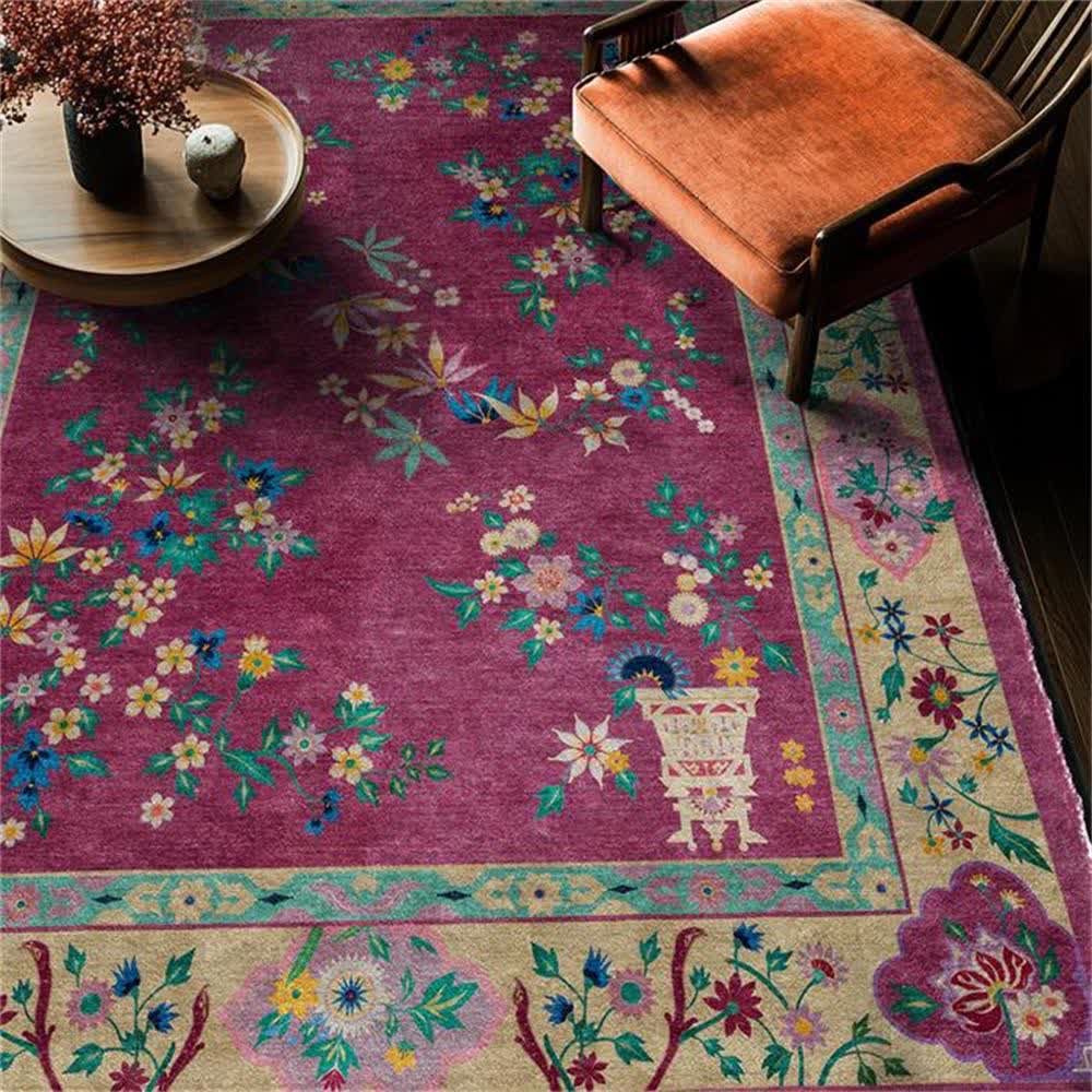 Retro Floral Indoor Outdoor Area Rug - image 5