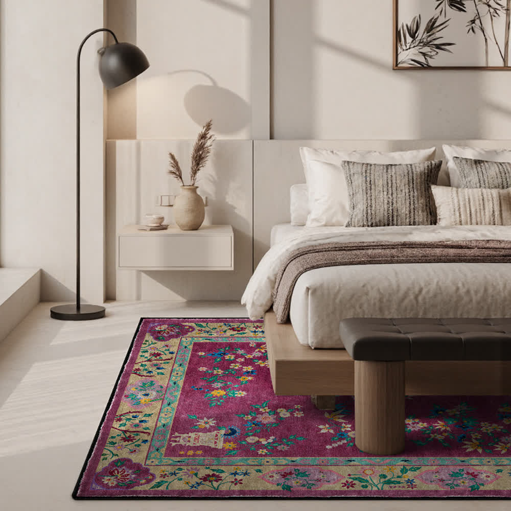 Retro Floral Indoor Outdoor Area Rug - image 3