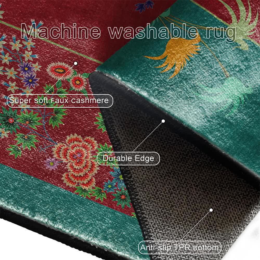 Non Slip Retro Floral Indoor Outdoor Area Rug - image 4