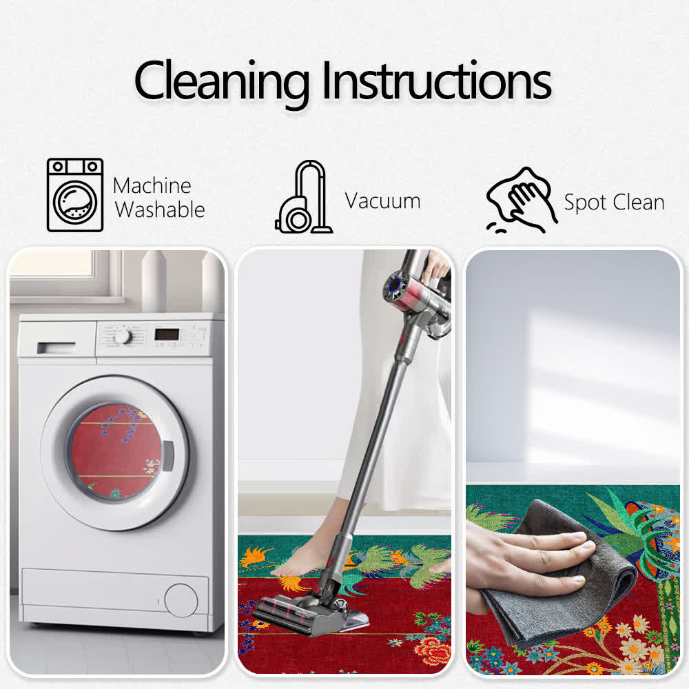 Non Slip Retro Floral Indoor Outdoor Area Rug - image 5