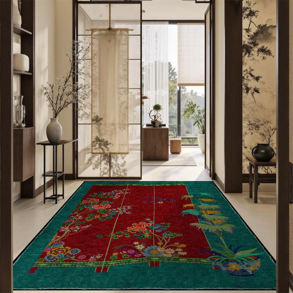Non Slip Retro Floral Indoor Outdoor Area Rug - image 1