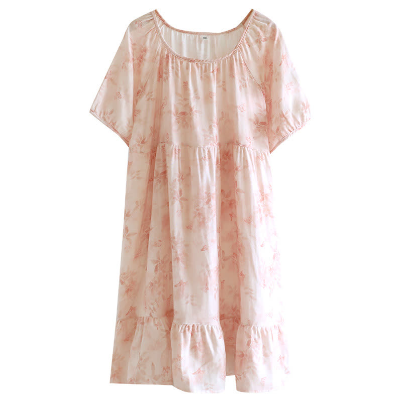 Country Style Floral Short Sleeve Cotton Gauze Nightdress - image 10