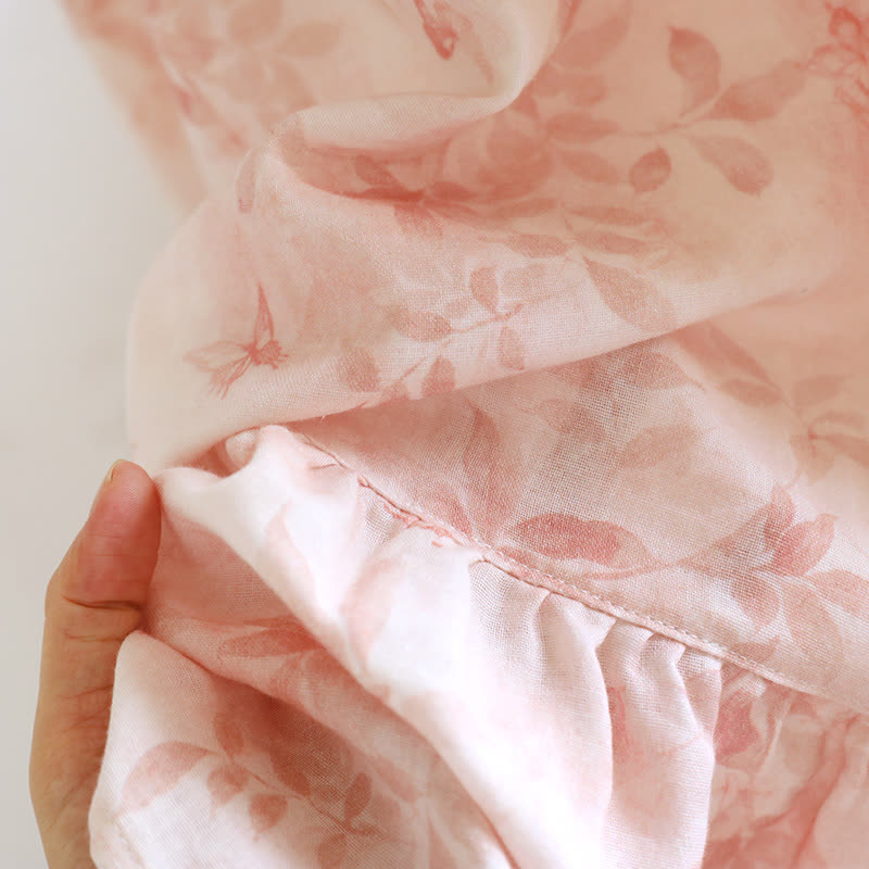 Country Style Floral Short Sleeve Cotton Gauze Nightdress - image 9