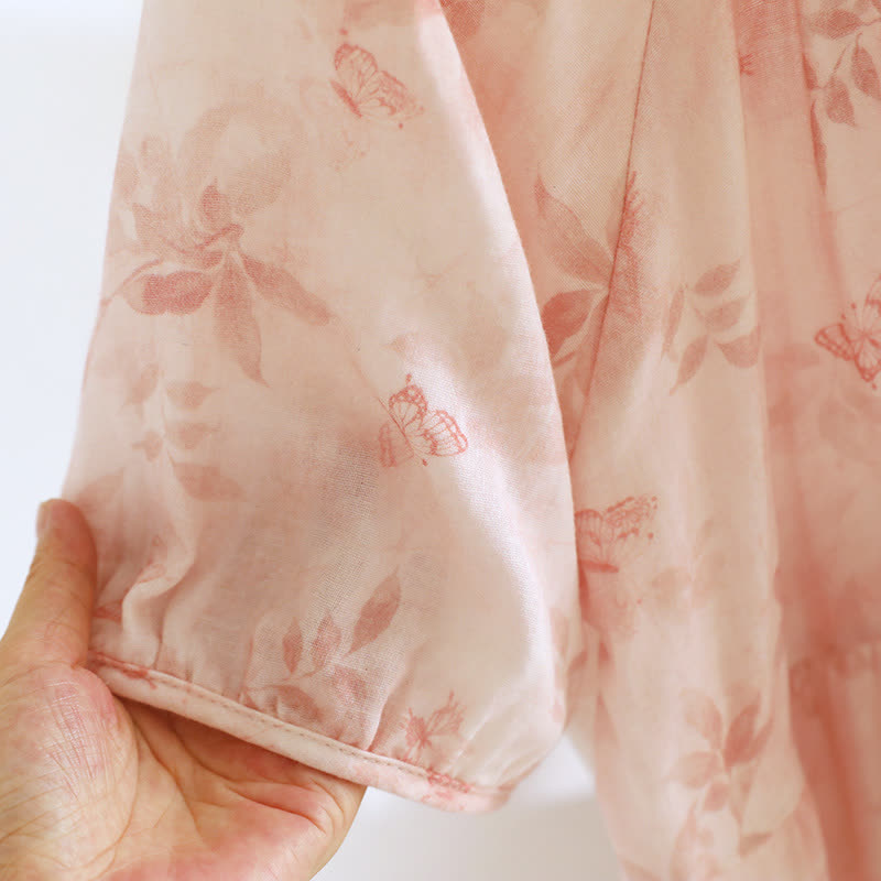 Country Style Floral Short Sleeve Cotton Gauze Nightdress - image 7