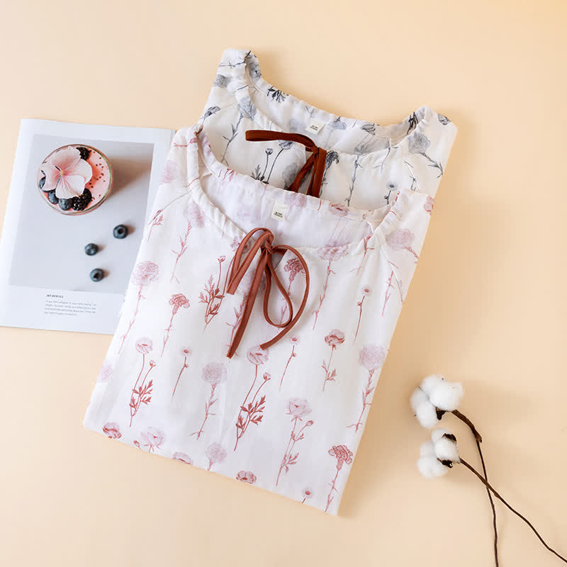 Floral Cotton Gauze Padded Nightdress - image 1