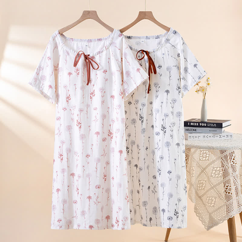 Floral Cotton Gauze Padded Nightdress - image 0