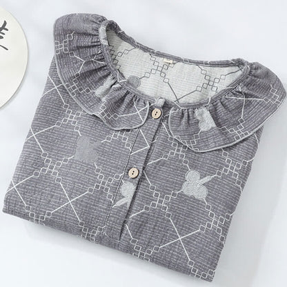 Check Pattern Cotton Gauze Jacquard Nightdress - image 2